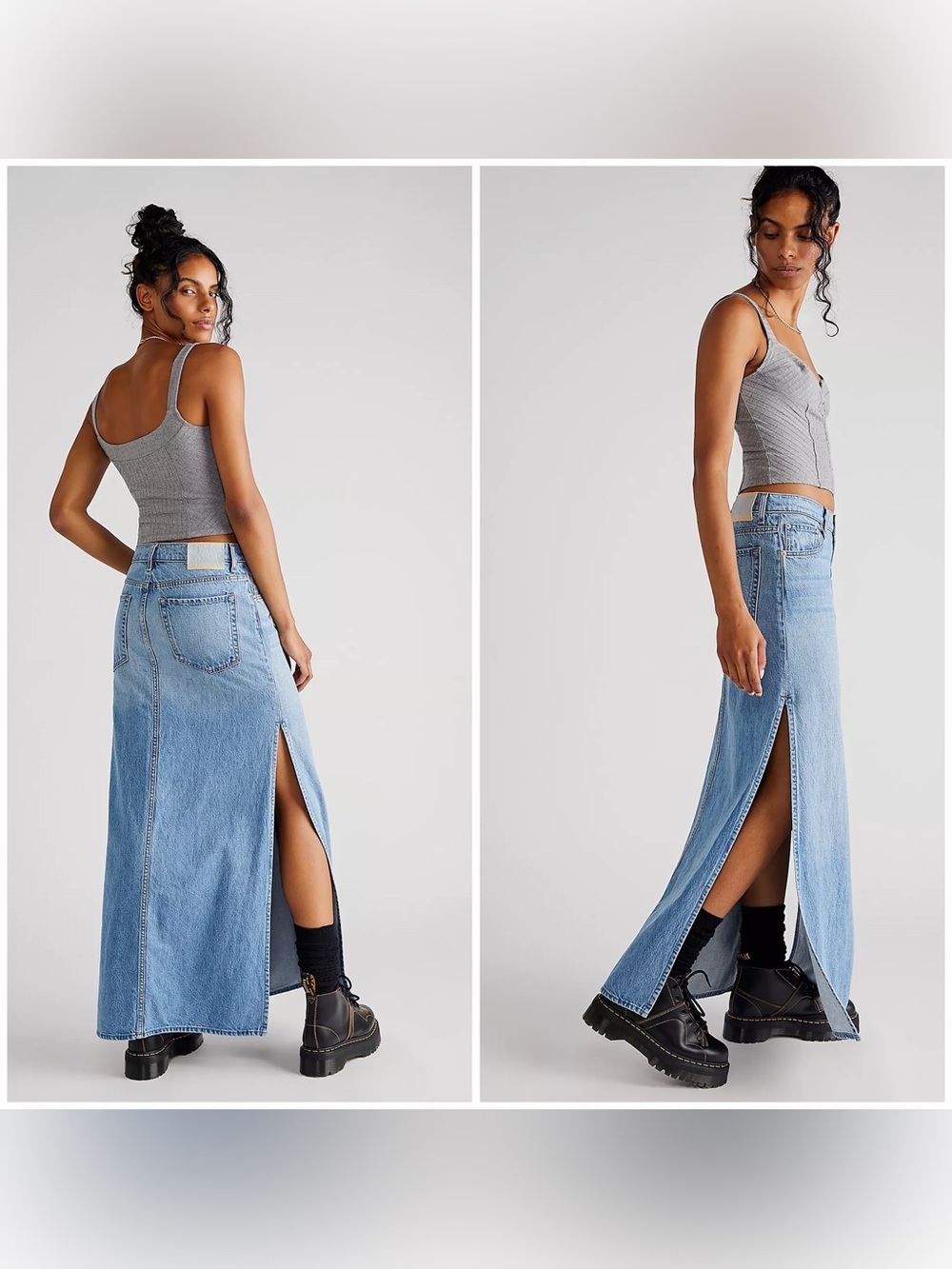 Snack! by MOTHER The Fun Dip Slice Denim Maxi Skirt Blue Festival Sz 25 NWT